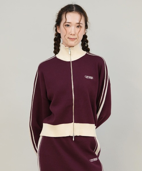 CONVERSE/コンバース ニットジャケット ラインスリーブ ダブルジップ