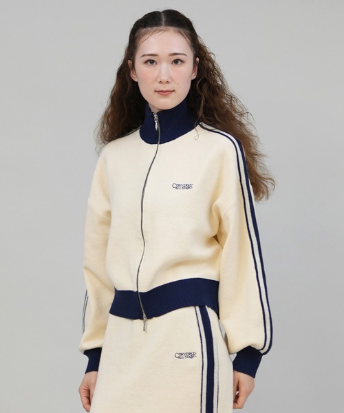 CONVERSE/コンバース ニットジャケット ラインスリーブ ダブルジップ