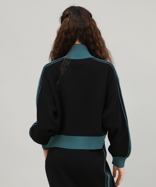 CONVERSE/コンバース ニットジャケット ラインスリーブ ダブルジップ