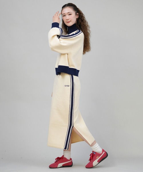 CONVERSE/コンバース ニットジャケット ラインスリーブ ダブルジップ