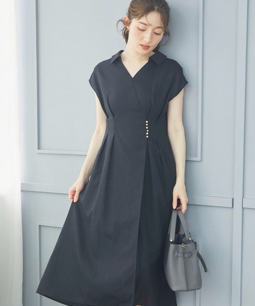 12Twelve Agenda（トゥエルブ　アジェンダ）の「ウォッシャブルリネンライクカシュクールワンピース（ワンピース・レディース・チャコールグレー/カーキ/ブラック/アイボリー・M）」の13枚目の写真