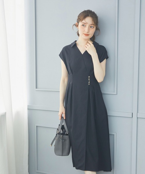 12Twelve Agenda（トゥエルブ　アジェンダ）の「ウォッシャブルリネンライクカシュクールワンピース（ワンピース・レディース・チャコールグレー/カーキ/ブラック/アイボリー・M）」の14枚目の写真