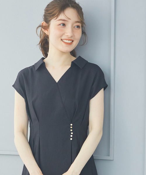 12Twelve Agenda（トゥエルブ　アジェンダ）の「ウォッシャブルリネンライクカシュクールワンピース（ワンピース・レディース・チャコールグレー/カーキ/ブラック/アイボリー・M）」の18枚目の写真