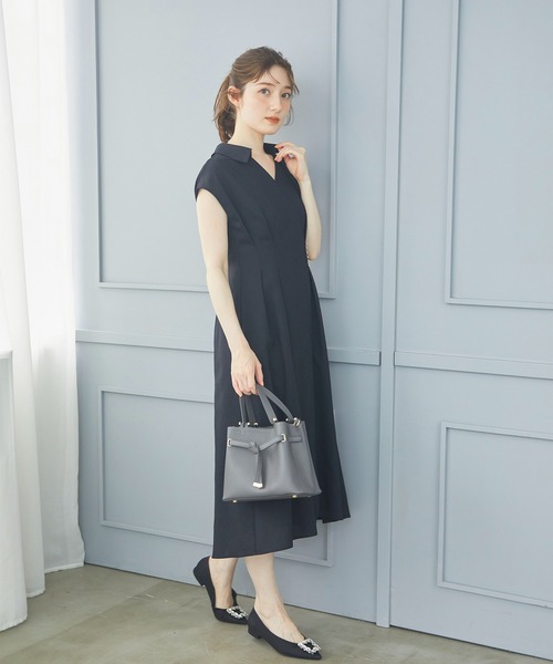 12Twelve Agenda（トゥエルブ　アジェンダ）の「ウォッシャブルリネンライクカシュクールワンピース（ワンピース・レディース・チャコールグレー/カーキ/ブラック/アイボリー・M）」の15枚目の写真