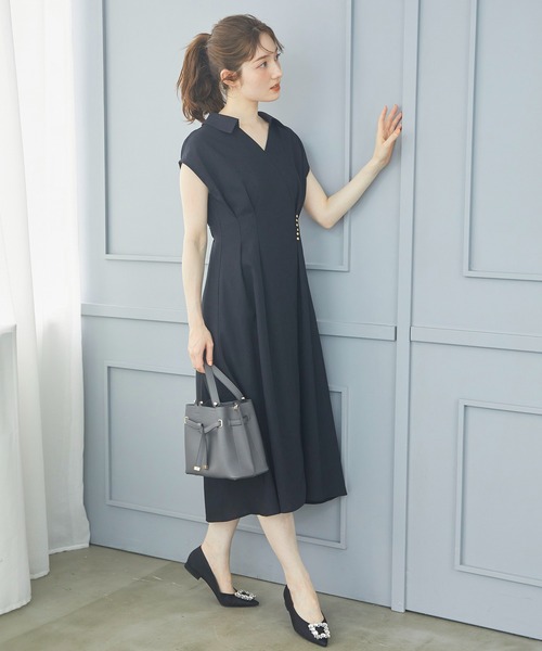 12Twelve Agenda（トゥエルブ　アジェンダ）の「ウォッシャブルリネンライクカシュクールワンピース（ワンピース・レディース・チャコールグレー/カーキ/ブラック/アイボリー・M）」の16枚目の写真