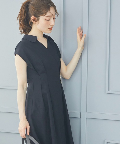 12Twelve Agenda（トゥエルブ　アジェンダ）の「ウォッシャブルリネンライクカシュクールワンピース（ワンピース・レディース・チャコールグレー/カーキ/ブラック/アイボリー・M）」の19枚目の写真