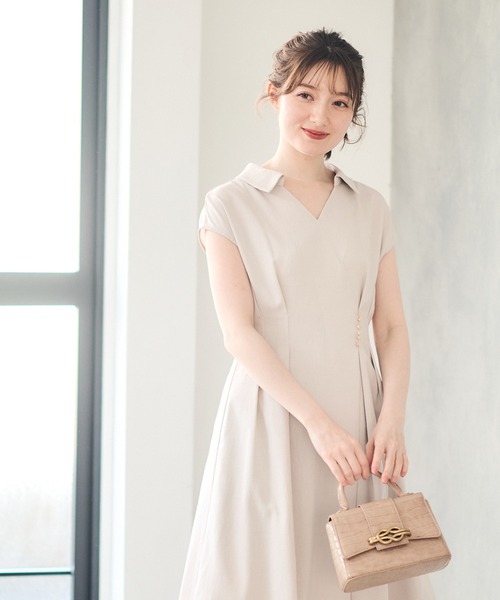 12Twelve Agenda（トゥエルブ　アジェンダ）の「ウォッシャブルリネンライクカシュクールワンピース（ワンピース・レディース・チャコールグレー/カーキ/ブラック/アイボリー・M）」の8枚目の写真