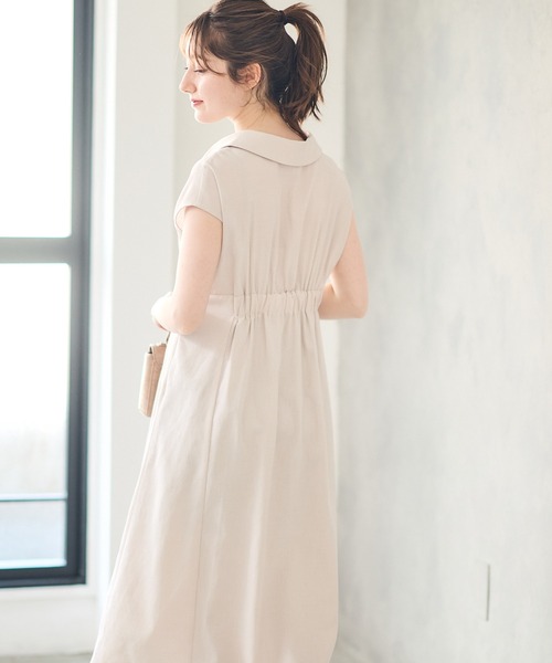 12Twelve Agenda（トゥエルブ　アジェンダ）の「ウォッシャブルリネンライクカシュクールワンピース（ワンピース・レディース・チャコールグレー/カーキ/ブラック/アイボリー・M）」の9枚目の写真