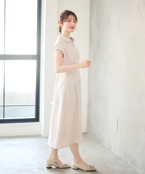 12Twelve Agenda（トゥエルブ　アジェンダ）の「ウォッシャブルリネンライクカシュクールワンピース（ワンピース・レディース・チャコールグレー/カーキ/ブラック/アイボリー・M）」の6枚目の写真