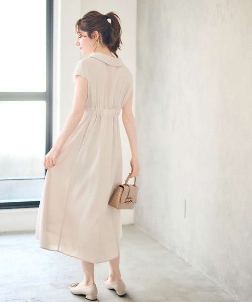 12Twelve Agenda（トゥエルブ　アジェンダ）の「ウォッシャブルリネンライクカシュクールワンピース（ワンピース・レディース・チャコールグレー/カーキ/ブラック/アイボリー・M）」の7枚目の写真