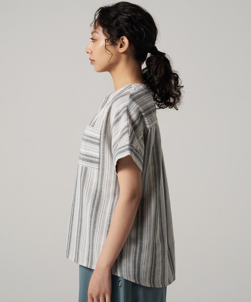 Eddie Bauer(エディーバウアー)の「ストライプ 半袖 ブラウス(シャツ/ブラウス・レディース・ベージュ系/グレー系・M/L/XL/S)」の10枚目の写真