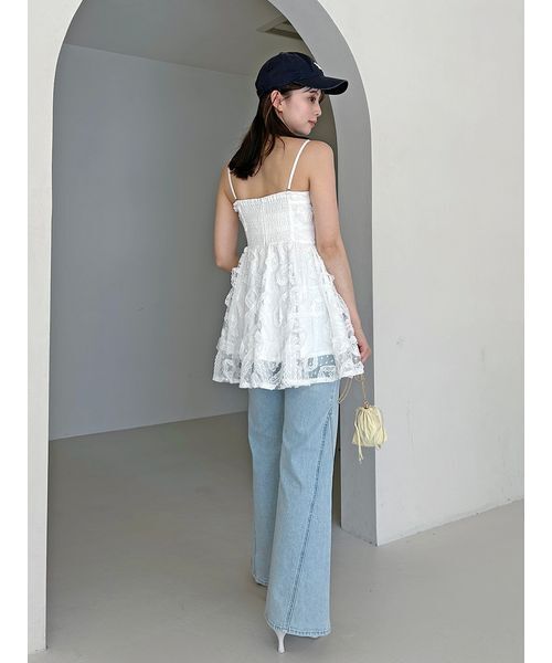 snidel ペプラムチュール刺繍TOPS ブラウス チュールペプラムブラウス（シャツ/ブラウス）｜SNIDEL