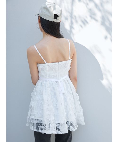 snidel ペプラムチュール刺繍TOPS ブラウス チュールペプラムブラウス（シャツ/ブラウス）｜SNIDEL