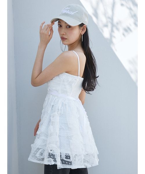 snidel ペプラムチュール刺繍TOPS ブラウス SNIDEL ブラウス シャツ チュールペプラムブラウス レディース