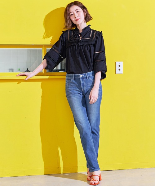 EDWIN(エドウィン)の「EDWIN LADIES ジャージーズ COOL スリムストレートデニムパンツ【涼】【速乾/ドライタッチ/蒸れにくい/軽量/夏用】(デニムパンツ・レディース・ライトインディゴブルー/ダークインディゴブルー・MEDIUM/X-SMALL/SMALL/LARGE)」の6枚目の写真