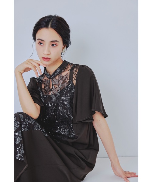 niana(ニアナ)の「スパンコール刺繍レースドレス 結婚式 成人式 二次会 同窓会 入学式 卒業式 パーティードレス オケージョンドレス お呼ばれワンピース(ドレス・レディース・ブラウン/ブラック/イエロー/グレイッシュベージュ・M)」の12枚目の写真