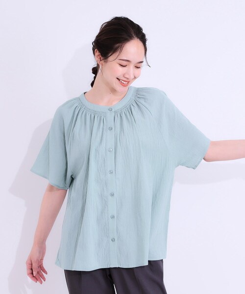 SHOO・LA・RUE(シューラルー)の「◆体型カバーも叶う 大人上品なコットンボイルブラウス(シャツ/ブラウス・レディース・オフホワイト/ネイビー/グリーン系・01/04/03/02)」の20枚目の写真