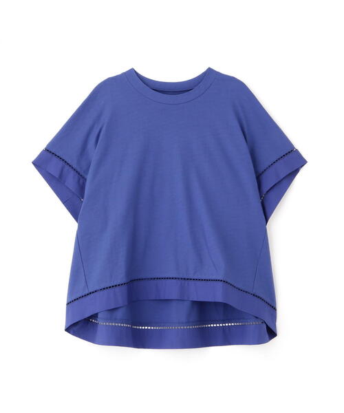 human woman(ヒューマンウーマン)の「◆布帛ドッキング半袖プルオーバー(Tシャツ/カットソー・レディース・ホワイト/ネイビー/ブルー・MEDIUM)」の13枚目の写真