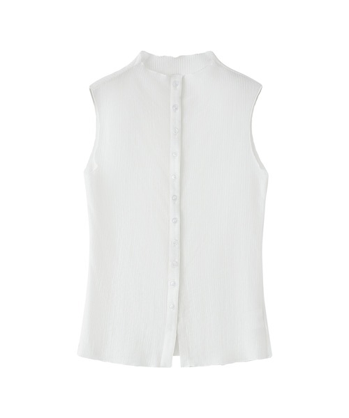 tageechita（タジチタ）の「【tageechita】リヨセル混 シアーストライプ ノースリーブカーディガン（シャツ/ブラウス・レディース・ブラック/ホワイト・S/M/L）」の15枚目の写真