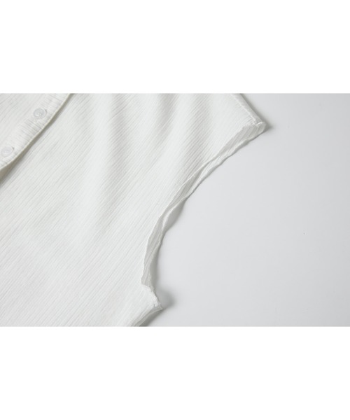 tageechita（タジチタ）の「【tageechita】リヨセル混 シアーストライプ ノースリーブカーディガン（シャツ/ブラウス・レディース・ブラック/ホワイト・S/M/L）」の17枚目の写真