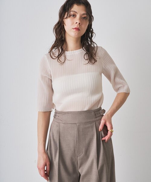 Whim Gazette（ウィムガゼット）の「プリーツハーフスリーブプルオーバー（Tシャツ/カットソー・レディース・ブラック/アイボリー・FREE）」の20枚目の写真