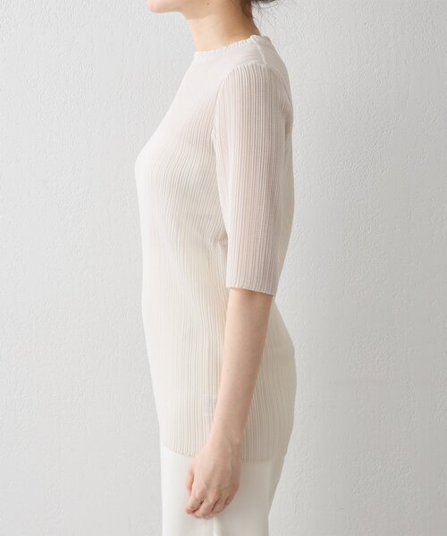 Whim Gazette（ウィムガゼット）の「プリーツハーフスリーブプルオーバー（Tシャツ/カットソー・レディース・ブラック/アイボリー・FREE）」の3枚目の写真