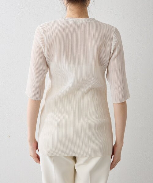 Whim Gazette（ウィムガゼット）の「プリーツハーフスリーブプルオーバー（Tシャツ/カットソー・レディース・ブラック/アイボリー・FREE）」の4枚目の写真