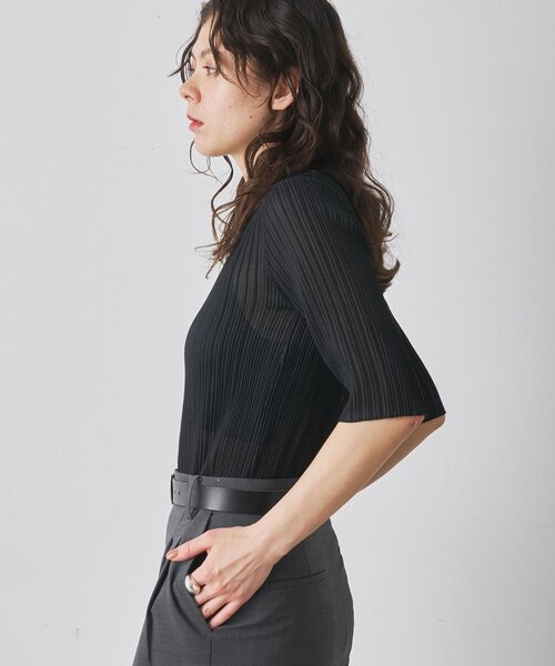 Whim Gazette（ウィムガゼット）の「プリーツハーフスリーブプルオーバー（Tシャツ/カットソー・レディース・ブラック/アイボリー・FREE）」の13枚目の写真