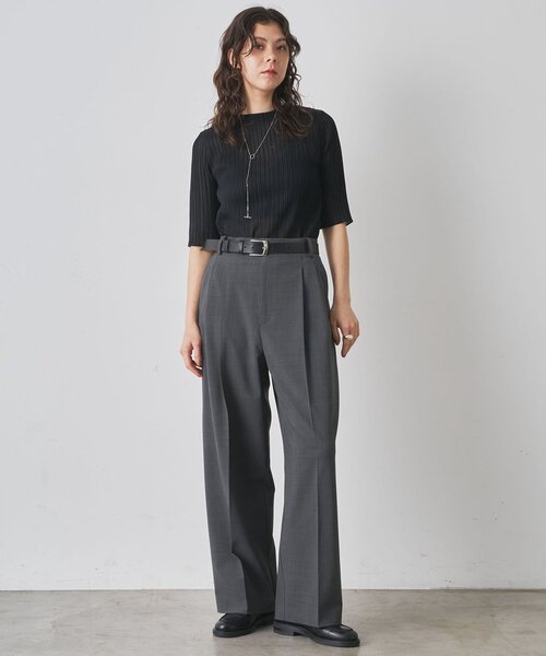 Whim Gazette（ウィムガゼット）の「プリーツハーフスリーブプルオーバー（Tシャツ/カットソー・レディース・ブラック/アイボリー・FREE）」の11枚目の写真