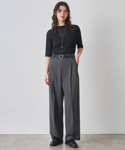 Whim Gazette（ウィムガゼット）の「プリーツハーフスリーブプルオーバー（Tシャツ/カットソー・レディース・ブラック/アイボリー・FREE）」の18枚目の写真