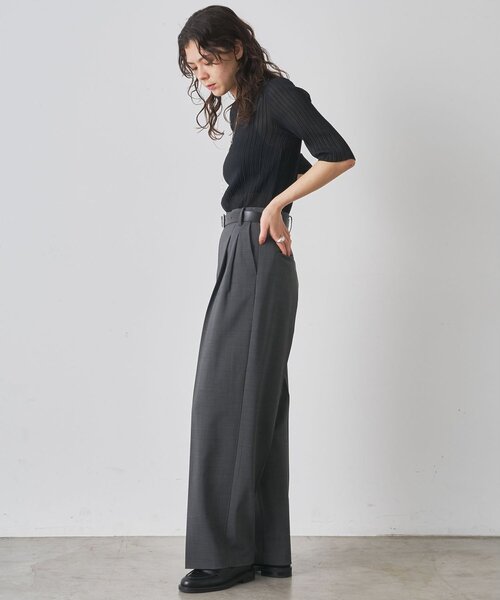 Whim Gazette（ウィムガゼット）の「プリーツハーフスリーブプルオーバー（Tシャツ/カットソー・レディース・ブラック/アイボリー・FREE）」の14枚目の写真