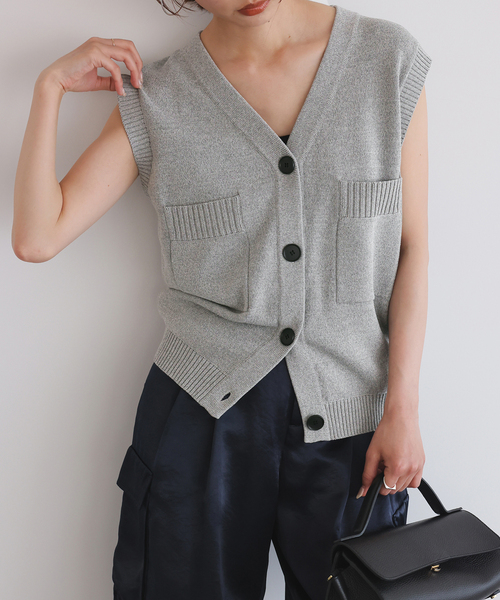 美品【SLOBE IENA】NPタフタダウンベスト ダブルポケットニットベスト｜フォーワンセブン スローブイエナ