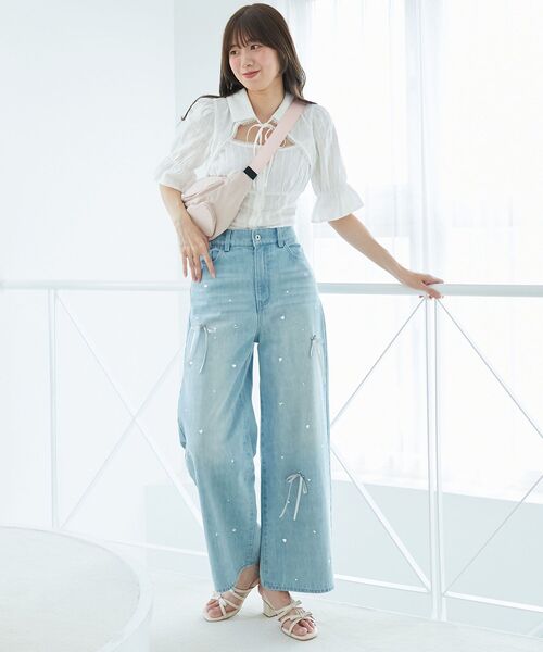 MAJESTIC LEGON(マジェスティックレゴン)の「トキメキデニム(デニムパンツ・レディース・サックスブルー/ピンク・SMALL/MEDIUM/LARGE)」の4枚目の写真