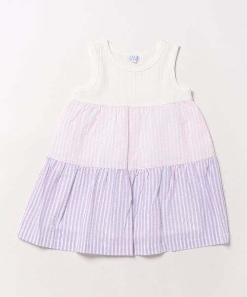 HAKKA BABY（ハッカベビー）の「[ベビー]ストライプ切替ノースリーブワンピース（ワンピース・キッズ・イエロー/ピンク・90cm）」の2枚目の写真