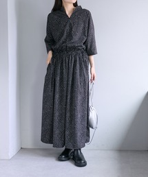 PUAL CE CIN | 【WEB限定・Du noir】ドット柄ウエストドロストワンピース(ワンピース)