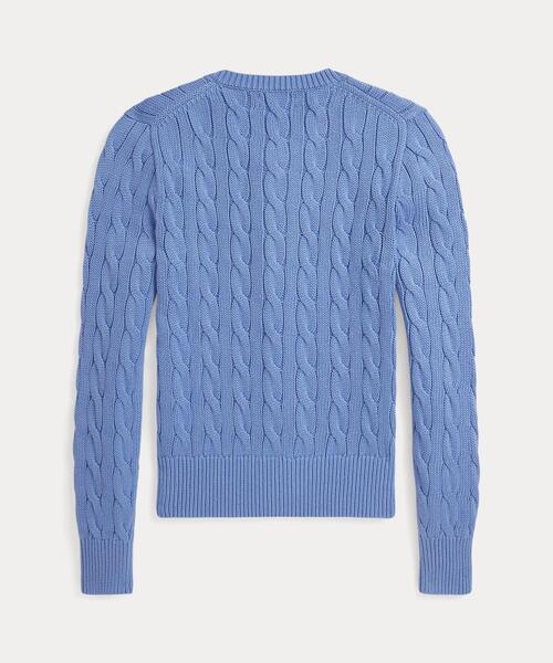 ケーブルニット コットン クルーネック カーディガン（カーディガン