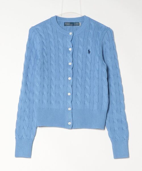 ケーブルニット コットン クルーネック カーディガン（カーディガン