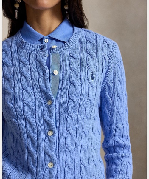 POLO RALPH LAUREN(ポロ ラルフ ローレン)の「ケーブルニット コットン クルーネック カーディガン(カーディガン/ボレロ・レディース・ブルー・L/S/XS/XL/M)」の6枚目の写真