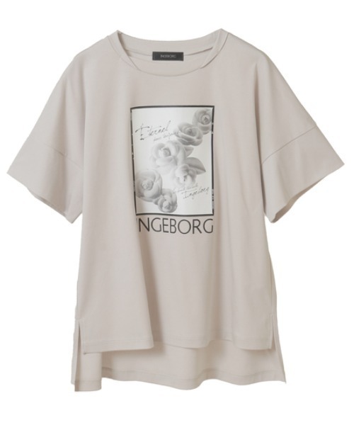 INGEBORG（インゲボルグ）の「カメリアスクエアpt.カットソー（Tシャツ/カットソー・レディース・ブラック/サックスブルー/ピンク/グレイッシュベージュ/チャコールグレー/ホワイト・MEDIUM）」の5枚目の写真