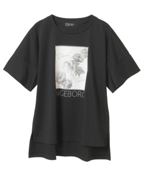 INGEBORG（インゲボルグ）の「カメリアスクエアpt.カットソー（Tシャツ/カットソー・レディース・ブラック/サックスブルー/ピンク/グレイッシュベージュ/チャコールグレー/ホワイト・MEDIUM）」の4枚目の写真