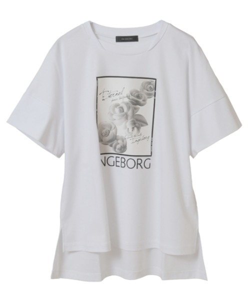 INGEBORG（インゲボルグ）の「カメリアスクエアpt.カットソー（Tシャツ/カットソー・レディース・ブラック/サックスブルー/ピンク/グレイッシュベージュ/チャコールグレー/ホワイト・MEDIUM）」の7枚目の写真