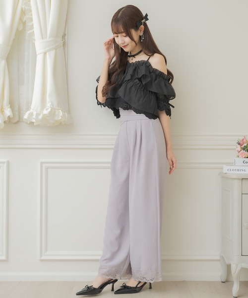 couture BY ROJITA(クチュールバイロジータ)の「ウエストデザインワイドパンツ(その他パンツ・レディース・ホワイト/ブラック/パープル・FREE)」の9枚目の写真