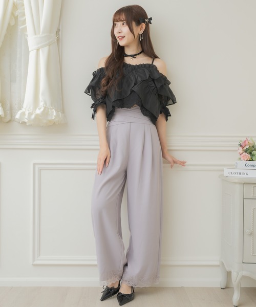 couture BY ROJITA(クチュールバイロジータ)の「ウエストデザインワイドパンツ(その他パンツ・レディース・ホワイト/ブラック/パープル・FREE)」の8枚目の写真