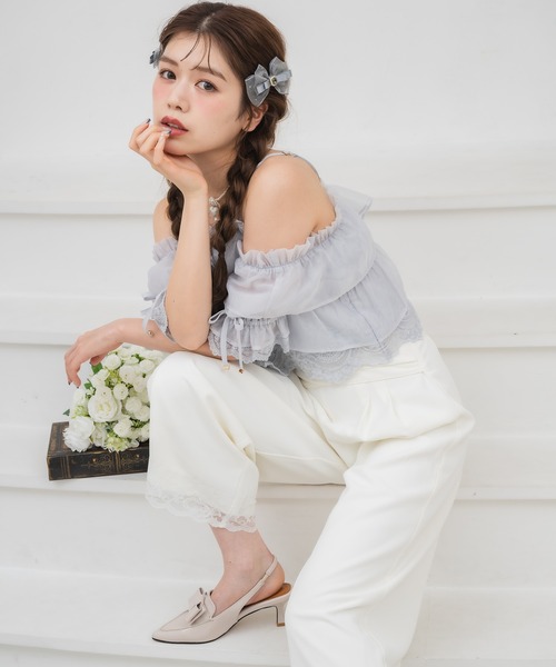 couture BY ROJITA(クチュールバイロジータ)の「ウエストデザインワイドパンツ(その他パンツ・レディース・ホワイト/ブラック/パープル・FREE)」の7枚目の写真