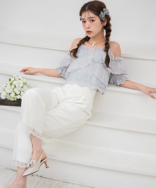 couture BY ROJITA(クチュールバイロジータ)の「ウエストデザインワイドパンツ(その他パンツ・レディース・ホワイト/ブラック/パープル・FREE)」の6枚目の写真