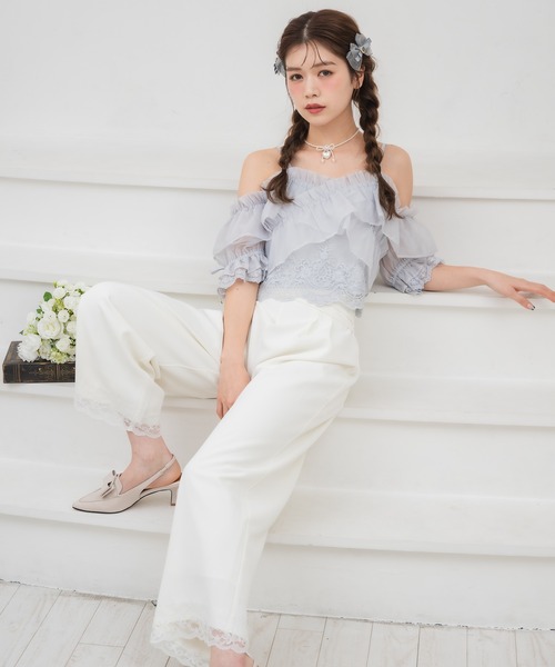 couture BY ROJITA(クチュールバイロジータ)の「ウエストデザインワイドパンツ(その他パンツ・レディース・ホワイト/ブラック/パープル・FREE)」の5枚目の写真