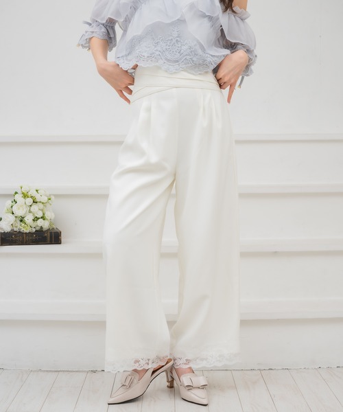couture BY ROJITA(クチュールバイロジータ)の「ウエストデザインワイドパンツ(その他パンツ・レディース・ホワイト/ブラック/パープル・FREE)」の4枚目の写真