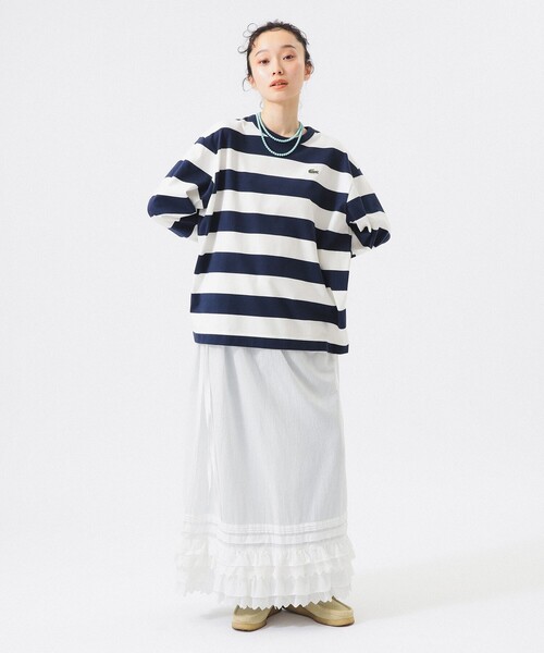 BEAMS BOY(ビームスボーイ)の「ユーロ ヴィンテージ フリル スカート(スカート・レディース・オフホワイト/ブラック・ONE SIZE)」の4枚目の写真