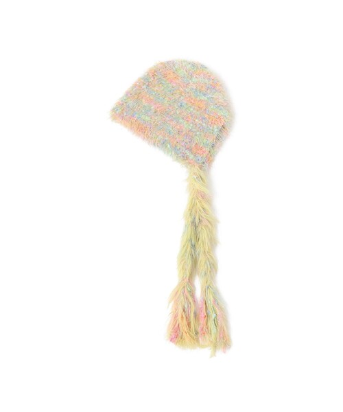 Ray BEAMS(レイビームス)の「ボンネット ミックス フード(ニットキャップ/ビーニー・レディース・イエロー/グレー・ONE SIZE)」の1枚目の写真