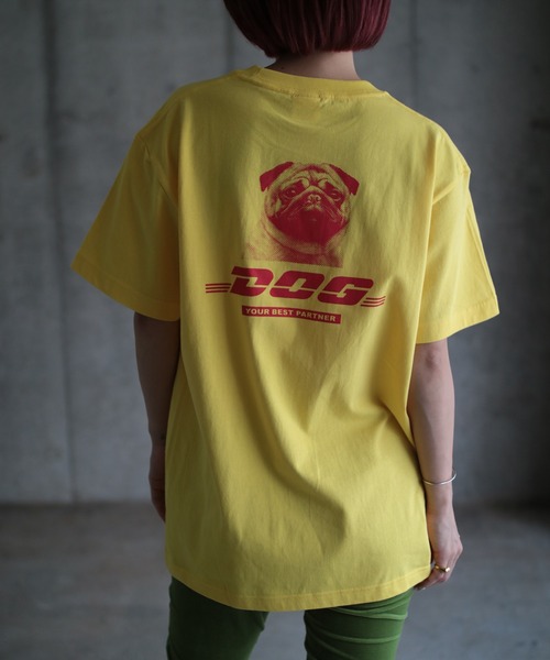 AKISHIKA design(アキシカデザイン)の「DOG EXP T-SHIRTS(Tシャツ/カットソー・メンズ・イエロー・L/M/XL)」の1枚目の写真